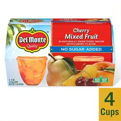 Del Monte Cherry Flavored Mixed Fruit Cup No Sugar Added - 4-4 Oz