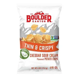 Boulder Canyon Thin & Crispy Cheddar Sour Cream Potato Chips - 6 Oz