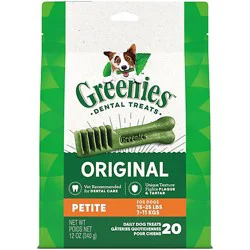 Greenies Original Petite Natural Dog Dental Care Chews Oral Health Dog Treats 20 Count - 12 Oz
