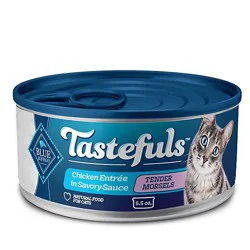 Blue Buffalo Tastefuls Natural Wet Food For Adult Cats Chicken Entree Morsels In Gravy - 5.5 Oz