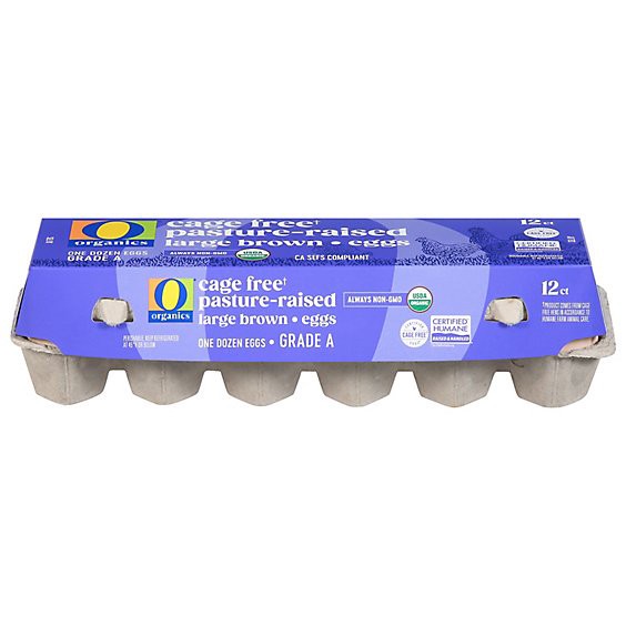 slide 1 of 1, O Organics Eggs Brown Pasture Raised Large Grade A - Dozen, 12 ct
