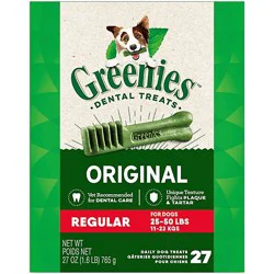 Greenies Original Regular Natural Dog Dental Care Chews Oral Health Dog Treats 27 Count - 27 Oz