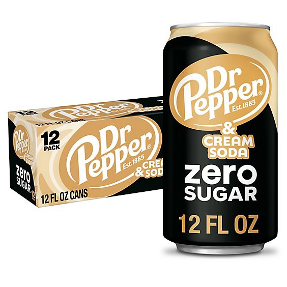 slide 1 of 9, Dr Pepper And Cream Soda Zero Sugar Cans - 12-12 Fl. Oz., 144 fl oz