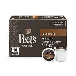 Peet's Coffee Major Dickason's Dark Roast Single Serve Coffee Pods - 10 Count
