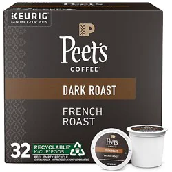 Peet's Coffee French Roast Dark Roast K Cup Pods - 32 Count