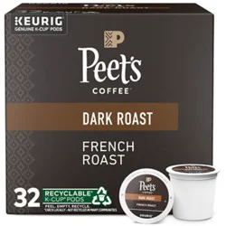 Peet's Coffee French Roast Dark Roast K Cup Pods - 32 Count