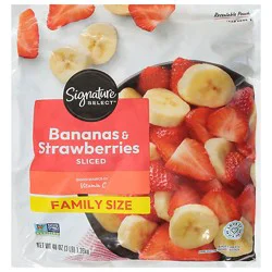 Signature Select Sliced Strawberries And Bananas Family Size - 48 Oz