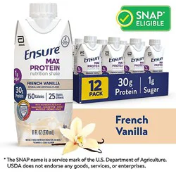 Ensure Max Protein French Vanilla Nutrition Shake In Ready To Drink Bottles - 12-11 Fl. Oz.