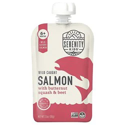 Serenity Kids Wild Caught Salmon With Organic Butternut Squash & Beet Baby Food Pouch - 3.5 Oz