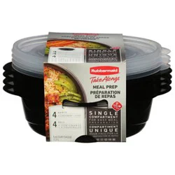 Rubbrmaid Take Alongs Black Round - 4ct