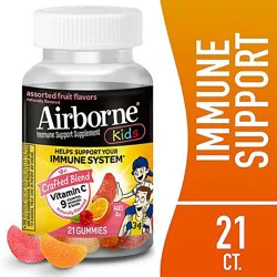 Airborne Kids Assorted Fruit Flavored Gummies Immune Support - 21 Count