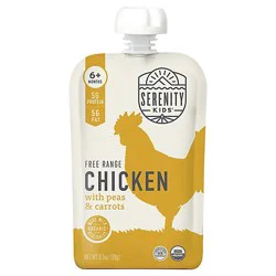 Serenity Kids Free Range Chicken With Organic Peas & Carrots Baby Food Pouch - 3.5 Oz