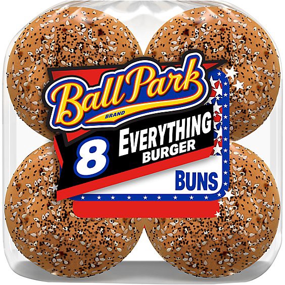 slide 1 of 1, Ball Park Pre-Sliced Everything Seasoned Hamburger Buns - 16 Oz, 15 oz