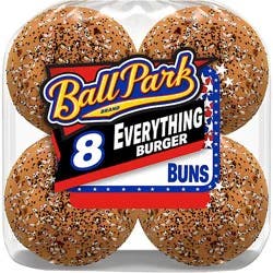 Ball Park Pre-Sliced Everything Seasoned Hamburger Buns - 16 Oz