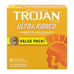 Trojan Ultra Ribbed Condoms For Ultra Stimulation Pack - 36 Count