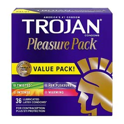 Trojan Pleasure Pack Assorted Lubricated Condoms Value Pack - 36 Count