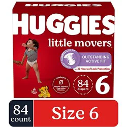 Huggies Little Movers Baby Diapers Size 6 (35+ Lbs) - 84 Count