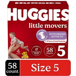 Huggies Little Movers Baby Diapers Size 5 (27+ Lbs) - 58 Count