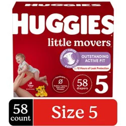 Huggies Little Movers Baby Diapers Size 5 (27+ Lbs) - 58 Count