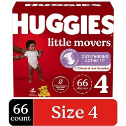 Huggies Little Movers Baby Diapers Size 4 (22-37 Lbs) - 66 Count