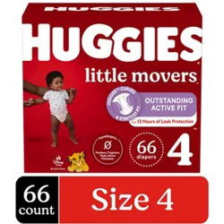 Huggies Little Movers Baby Diapers Size 4 (22-37 Lbs) - 66 Count