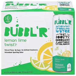Bubbl'r Antioxidant Sparkling Water Lemon Lime Twist'r - 6-12 Fl Oz