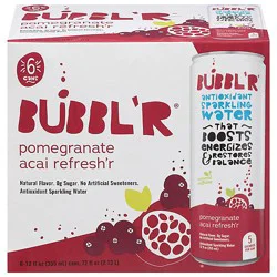 Bubbl'r Antioxidant Sparkling Water Pomegranate Acai Refresh'r - 6-12 Fl Oz