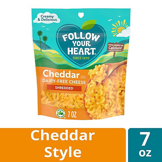 slide 1 of 3, Follow Your Heart Dairy Free Vegan Cheddar Style Shredded Cheese Fine Cut - 7 Oz, 7 oz