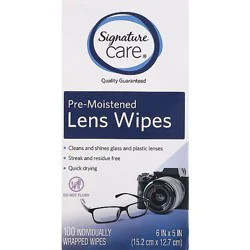 Signature Select/care Lens Wipes Pre Moistened - 100 Ct