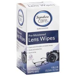Signature Select/care Lens Wipes Pre Moistened - 100 Ct