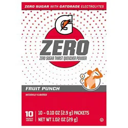 Gatorade Zero Zero Sugar Thirst Quencher Powder Fruit Punch - 1.08 Oz