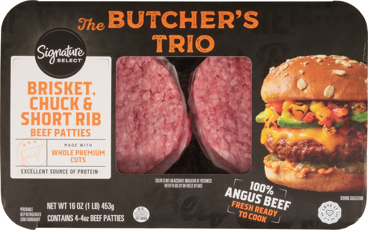slide 13 of 13, Signature Select Beef Patties Briskt Chuck Short Rib - 16 Oz, 16 oz