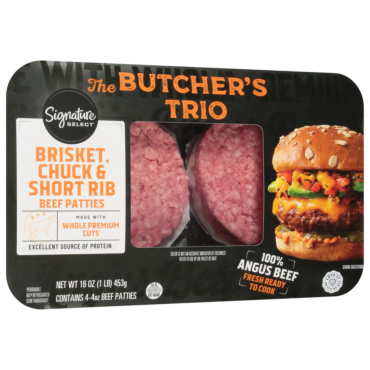 slide 7 of 13, Signature Select Beef Patties Briskt Chuck Short Rib - 16 Oz, 16 oz
