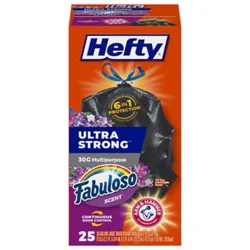 Hefty Ultra Strong Kitchen Drawstring Trash Bags Multipurpose 30 Gallon Fabuloso Scent - 25 Count