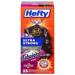 Hefty Ultra Strong Kitchen Drawstring Trash Bags Multipurpose 30 Gallon Fabuloso Scent - 25 Count