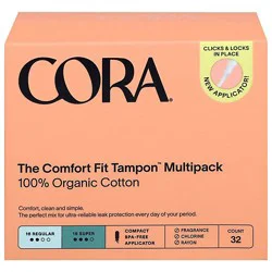Cora Organic Tampons Duo Pack Regular/super - 32 Ct