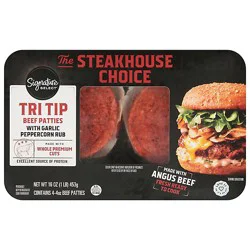 Signature Select Garlic Peppercorn Rub Beef Tri Tip Patties - 16 Oz