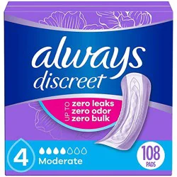 Always Discreet Moderate Absorbency Regular Pads - 108 Ct