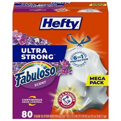 Hefty Ultra Strong Kitchen Drawstring Trash Bags Tall 13 Gallon Fabuloso Scent - 80 Count