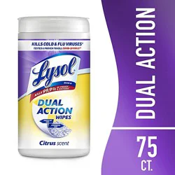 Lysol Dual Action Citrus Disinfecting Wipes - 75 Count