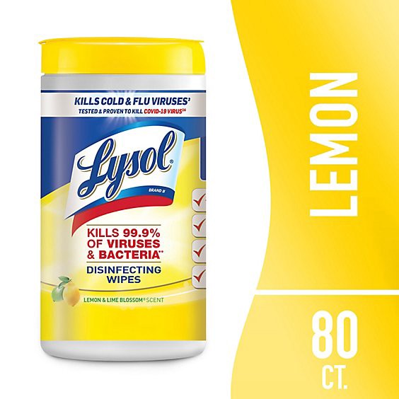 slide 1 of 1, Lysol Lemon & Lime Blossom Disinfectant Wipes Toilet Bowl Cleaner - 80 Count, 80 ct
