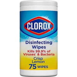 Clorox Crisp Lemon Bleach Free Disinfecting Cleaning Wipes - 75 Count