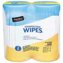 Signature Select Fresh Lemon Disinfectant Wipes - 150 Count