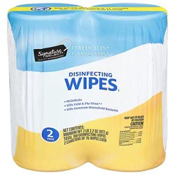 Signature Select Fresh Lemon Disinfectant Wipes - 150 Count