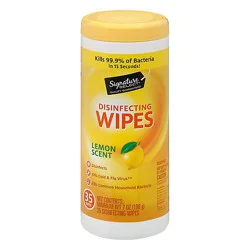 Signature Select Lemon Scent Disinfectant Wipes - 35 Count