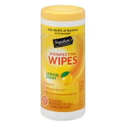 Signature Select Lemon Scent Disinfectant Wipes - 35 Count