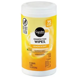 Signature Select Lemon Scent Disinfectant Wipes - 75 Count