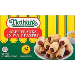 Nathans Savory Cocktail Franks Wrapped In Flaky Puff Pastry - 20 Oz