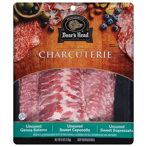 slide 1 of 10, Boars Head Charcuterie Tray Sopressata Capocollo & Salame Trio - 6 Oz, 6 oz
