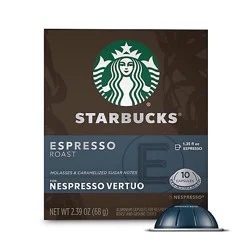 Starbucks Dark Roast Espresso Roast Coffee Capsules For Nespresso Vertuo Box 10 Count - Each